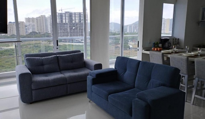 Hermoso apartamento amoblado con balcón, piscinas yzona de barbacoa